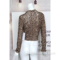 Jersey perforado en caliente con estampado de leopardo para mujer